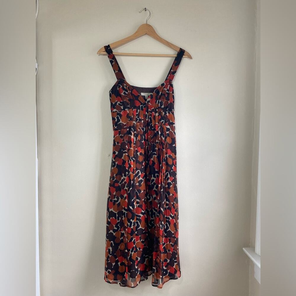 Burberry London | Vintage Multicolored 100% Silk Pleated Midi Dress | Size 2